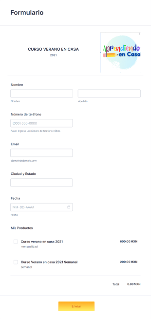 Inscripcion Curso Verano En Casa 2021 Form Template