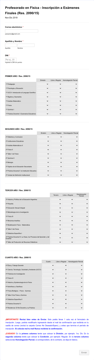 Inscripción De Alumnos A Examen Final Profesorado En Física
