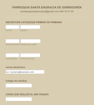 Inscripción De Catequesis