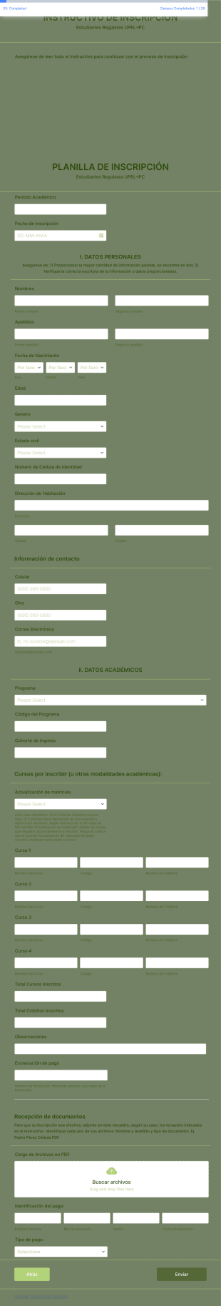 Inscripción De Estudiantes Regulares