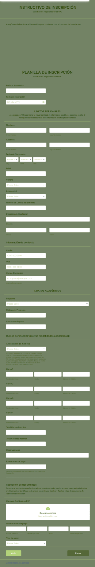 Inscripción De Estudiantes Regulares