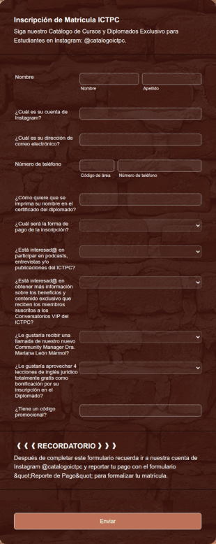 Inscripción Diplomados ICTPC