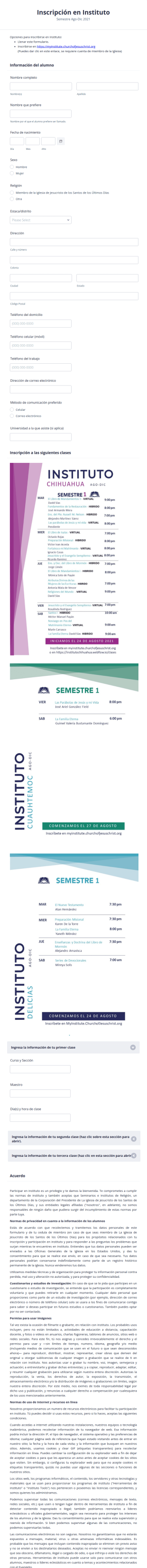 Inscripción En Instituto