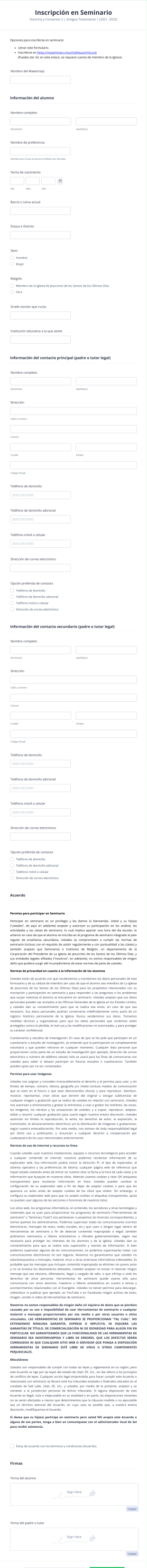 Inscripción En Seminario Form Template
