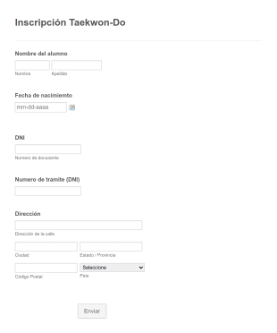 Inscripción Taekwon Do Form Template