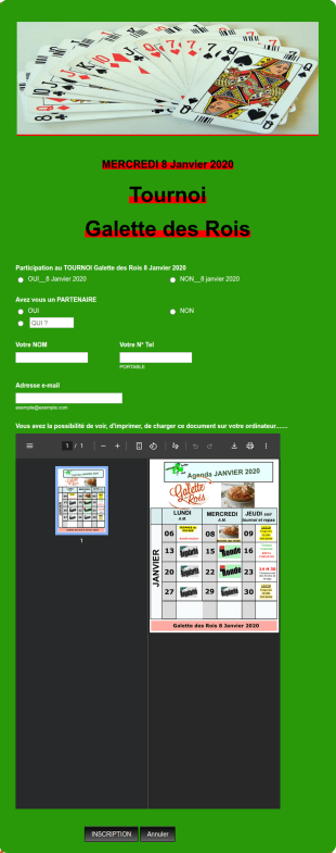 Inscription à Un Tournoi En Ligne