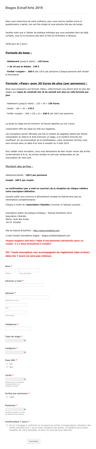 Inscription Atelier En Français Form Template