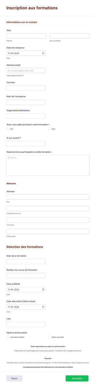 Inscription Aux Formations