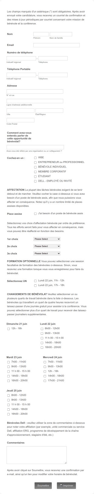Inscription Des Bénévoles Détaillée Form Template