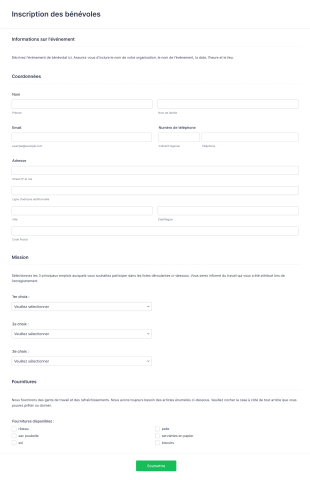 Inscription Des Bénévoles Form Template