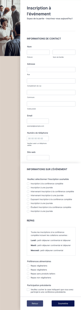 Inscription En Ligne à L'évènement Form Template
