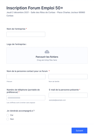 Inscription Forum 50+ à Corbas Le 2 Décembre 2021 Entreprises