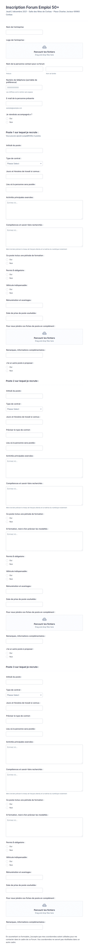 Inscription Forum 50+ à Corbas Le 2 Décembre 2021 Entreprises