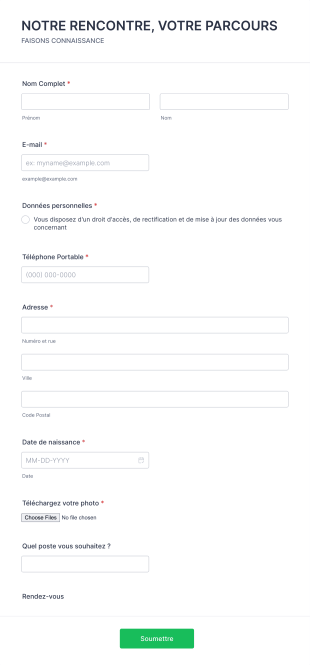 Inscription Journée Découvertes Form Template