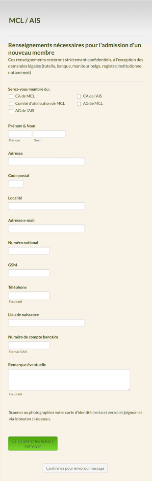 Inscription Nouveau Membre Organisme Légal Form Template