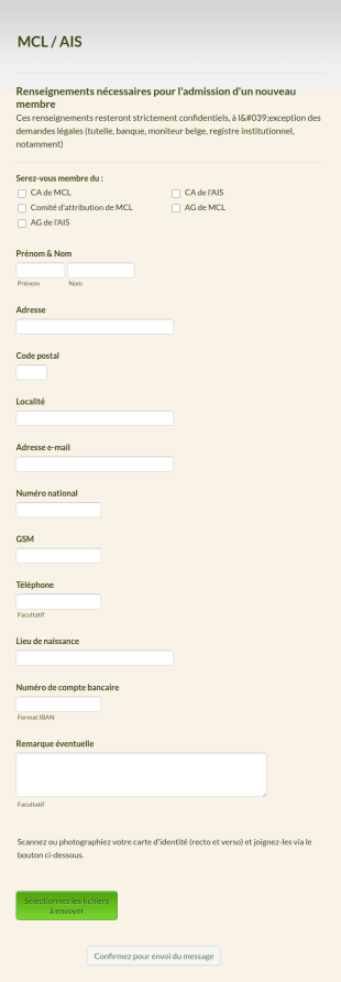 Inscription Nouveau Membre Organisme Légal