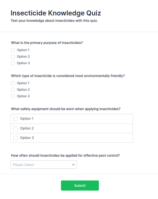 Insecticide Knowledge Quiz Form Template