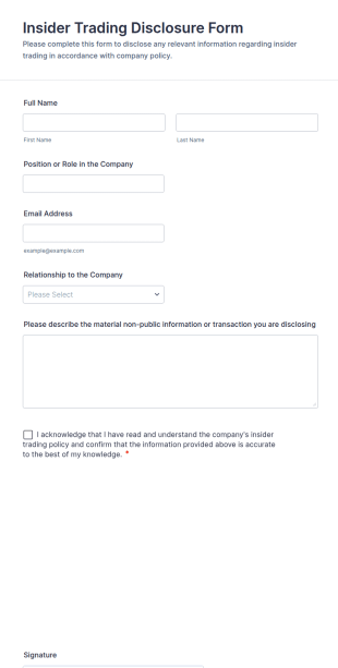 Insider Trading Disclosure Form Template