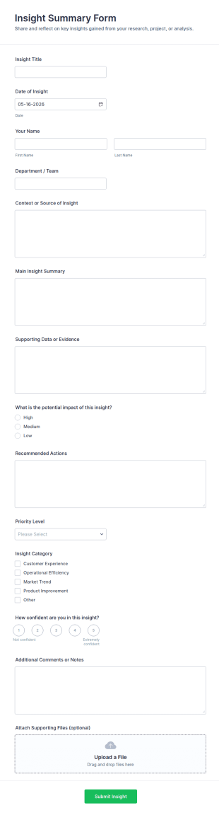 Insight Summary Form Template