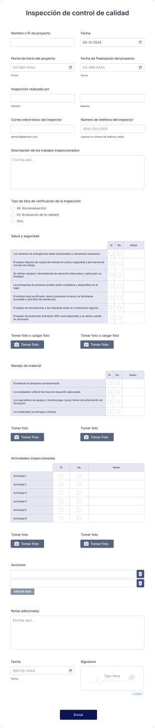 Inspección De Control De Calidad Form Template