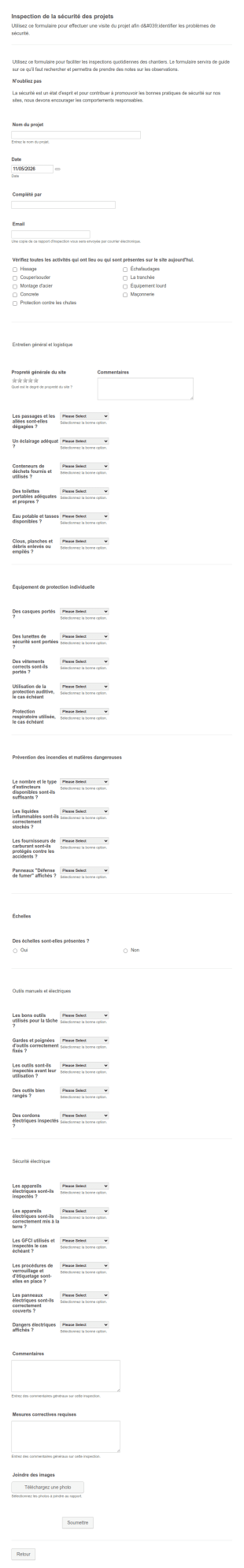 Inspection De La Sécurité Des Chantiers