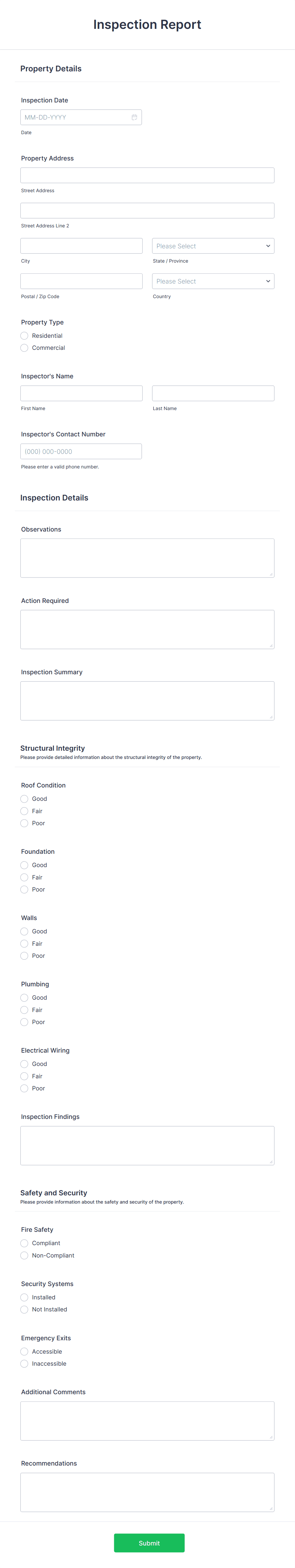 Inspection Report Form Template | Jotform