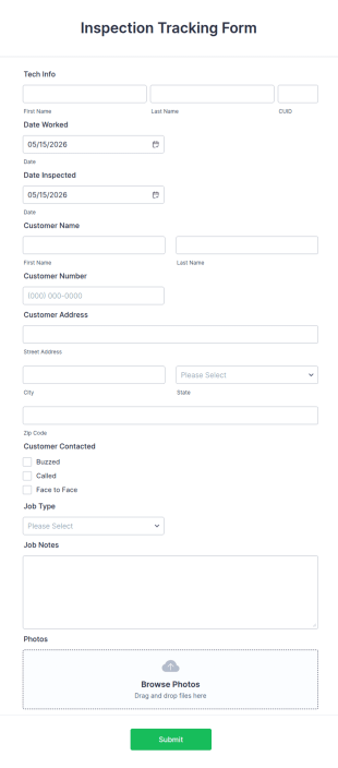 Inspection Tracking Form Template
