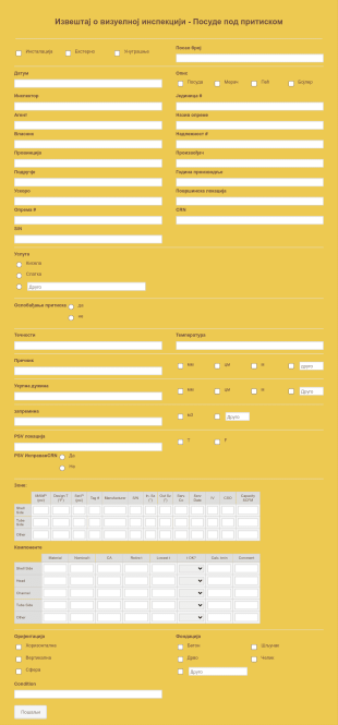 Инспекцијски Извештај Form Template