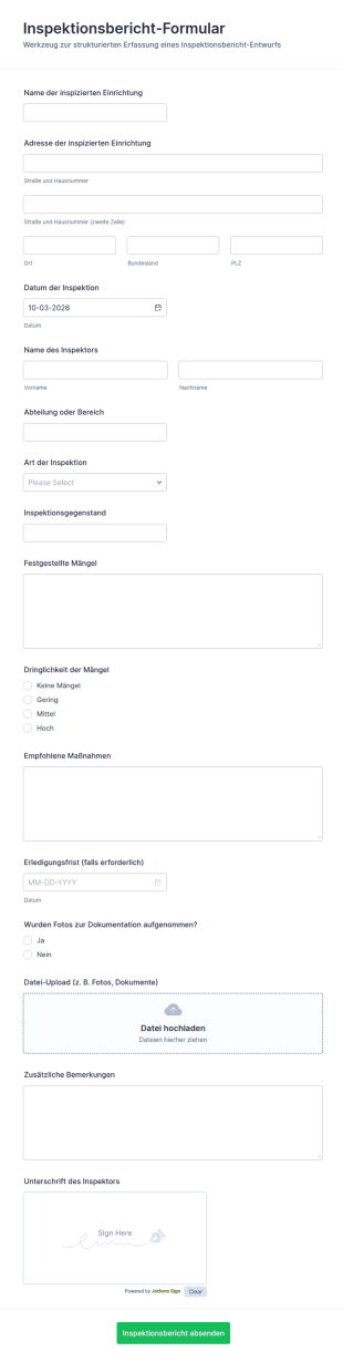 Inspektionsbericht Entwurf