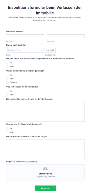 Inspektionsformular Beim Verlassen Der Immobilie