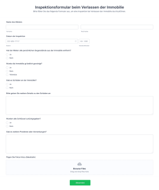 Inspektionsformular Beim Verlassen Der Immobilie Form Template