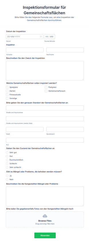Inspektionsformular Für Gemeinschaftsflächen