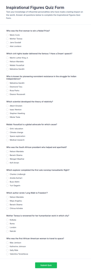 Inspirational Figures Quiz Form Template