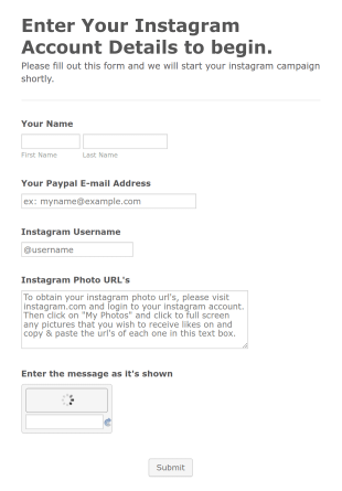 Instagram Campaign Request Form Template