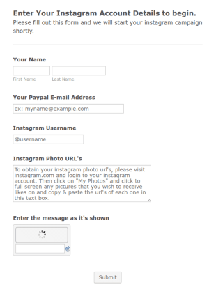 Instagram Campaign Request Form Template