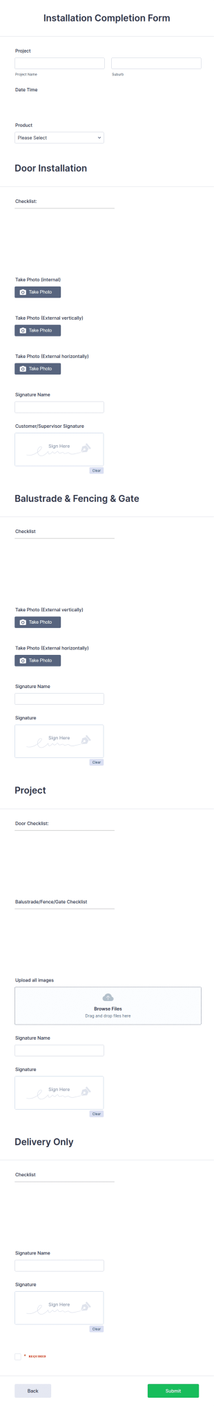 Installation Completion Form Template