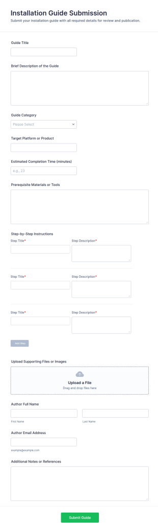 Installation Guide Submission Form Template