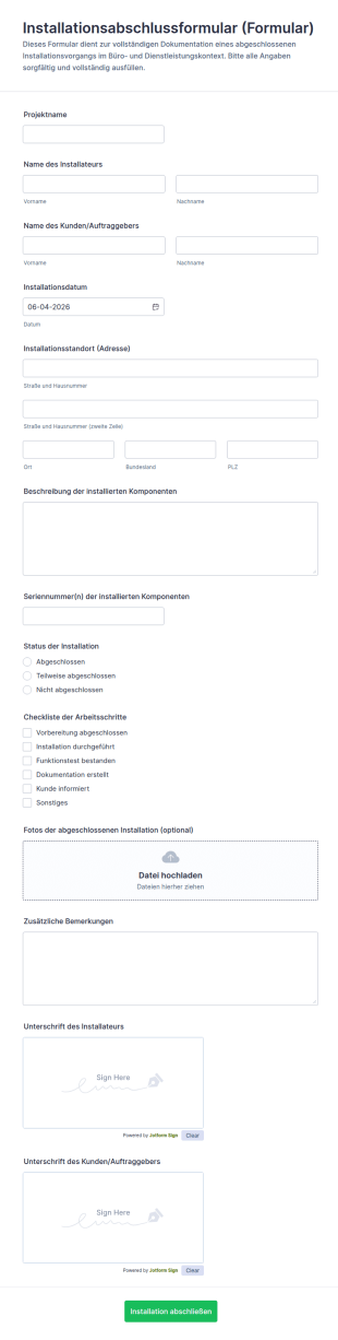 Installationsabschluss Umfrage