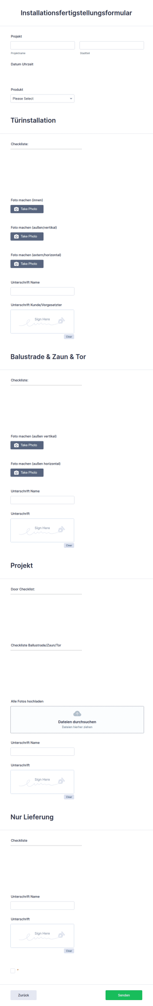 Installationsfertigstellungsformular