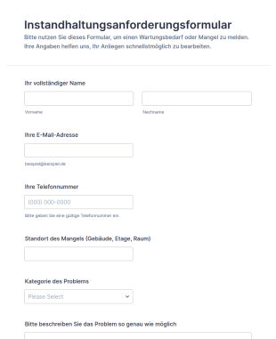 Instandhaltungsanforderungsformular