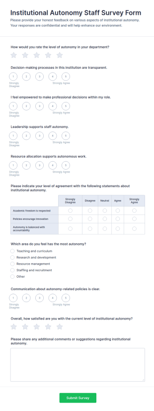 Institutional Autonomy Staff Survey Form Template