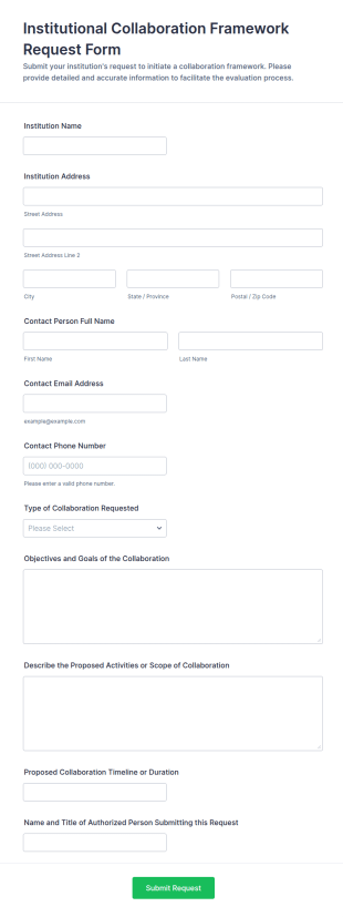 Institutional Collaboration Framework Request Form Template