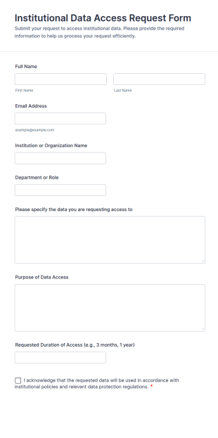 Institutional Data Access Request Form Template