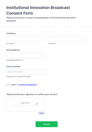 Institutional Innovation Broadcast Consent Form Template