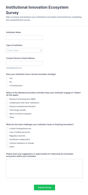 Institutional Innovation Ecosystem Survey Form Template