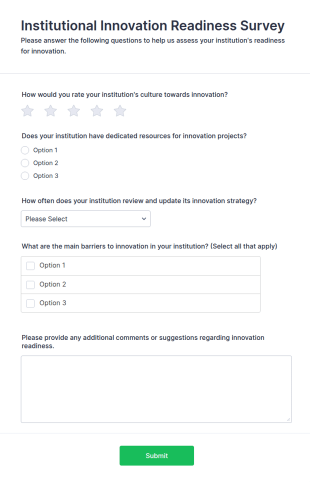 Institutional Innovation Readiness Survey Form Template