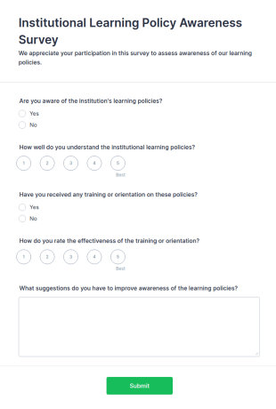Institutional Learning Policy Awareness Survey Form Template
