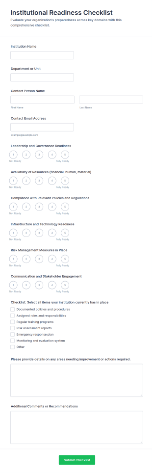 Institutional Readiness Checklist Form Template