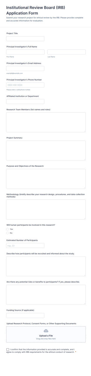 Institutional Review Board (IRB) Application Form Template