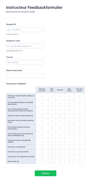Instructeur Feedbackformulier